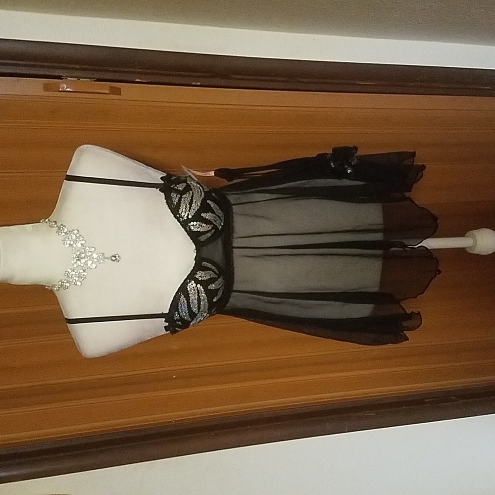 BLACK SEQUENCE BABY DOLL @ THONG